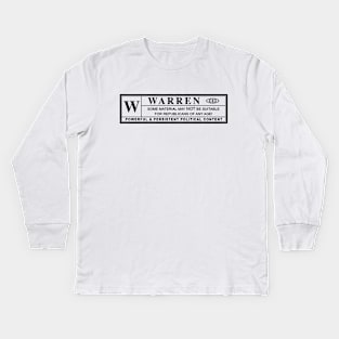 elizabeth warren warning label Kids Long Sleeve T-Shirt